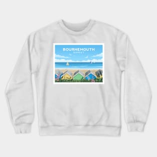 Bournemouth Beach Huts, South England Crewneck Sweatshirt